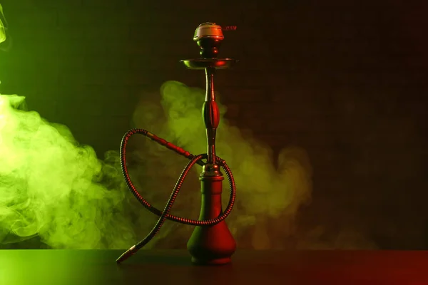 Hookah with fume on dark background — Stock Photo, Image