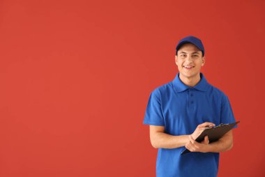 Renkli arka planda pano lu teslimatçı