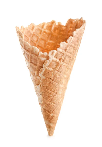 Crunchy wafer cone on white background — Stock Photo, Image