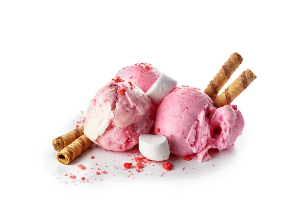 Tasty ice cream on white background — Stock Photo, Image