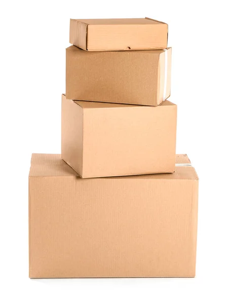 Cardboard boxes on white background — Stock Photo, Image