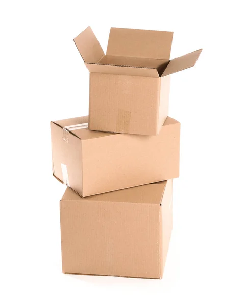 Cardboard boxes on white background — Stock Photo, Image