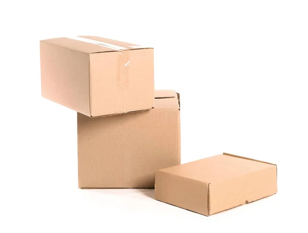 Cardboard boxes on white background — Stock Photo, Image