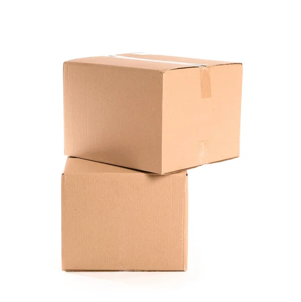 Pudełka kartonowe na białym tle — Zdjęcie stockowe
