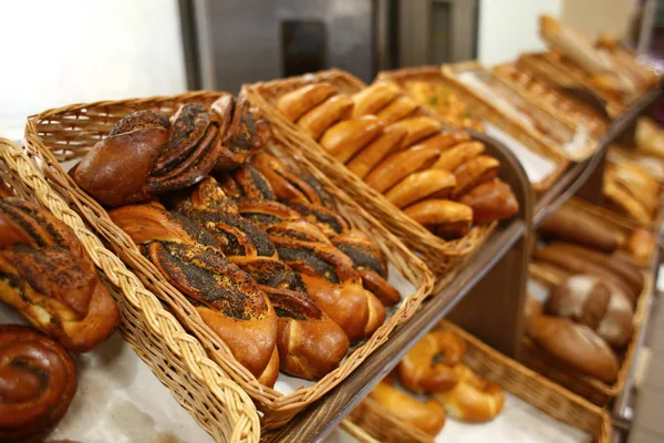 Tasty fresh bakery products in supermarket