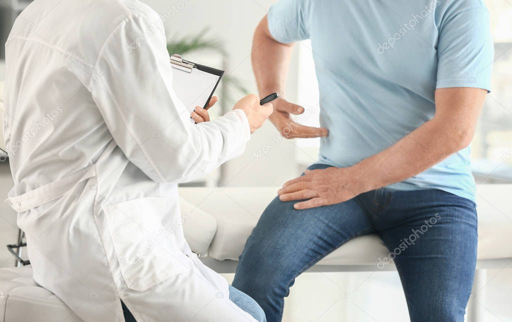 Male patient at urologist's office