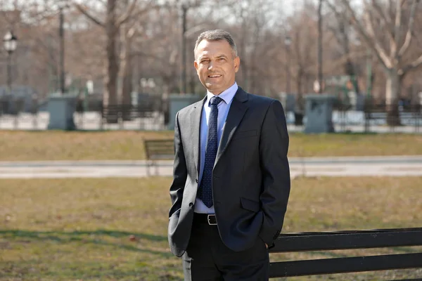 Handsome mature businessman outdoors — Stock Photo, Image