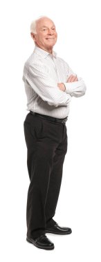 Beyaz arka planda yaşlı bir adamın portresi