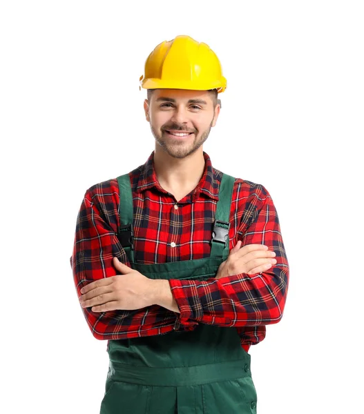 Trabajador masculino sobre fondo blanco — Foto de Stock