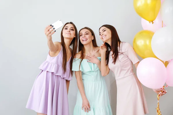 Beautiful young women taking selfie at hen party — Stock Photo, Image