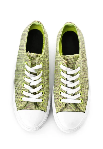 Pair of stylish casual shoes on white background — Stock Photo, Image