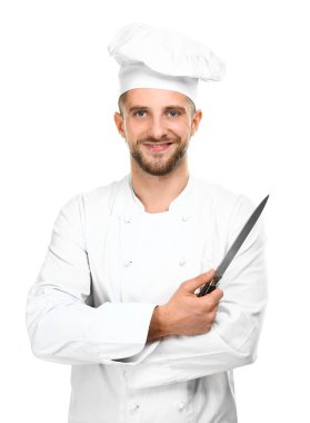 beyaz zemin üzerinde erkek aşçı