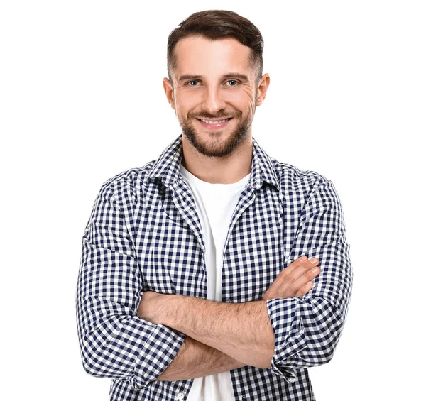 Retrato de hombre guapo sobre fondo blanco —  Fotos de Stock