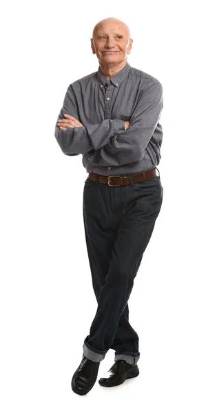 Portrait of senior man on white background — Stock Photo, Image