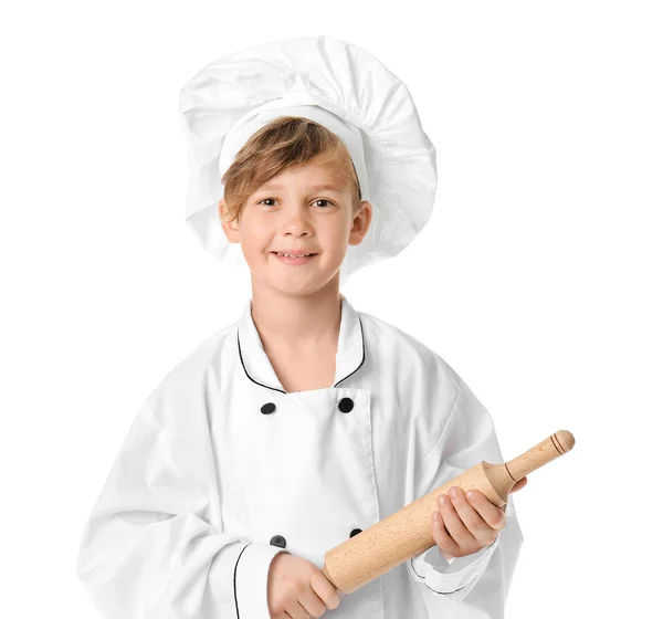 Piccolo chef divertente su sfondo bianco — Foto Stock