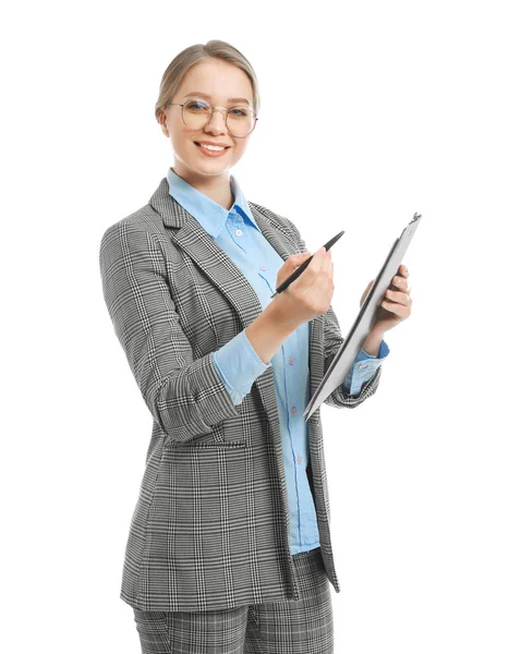 Portrait of businesswoman on white background — Stock Photo, Image