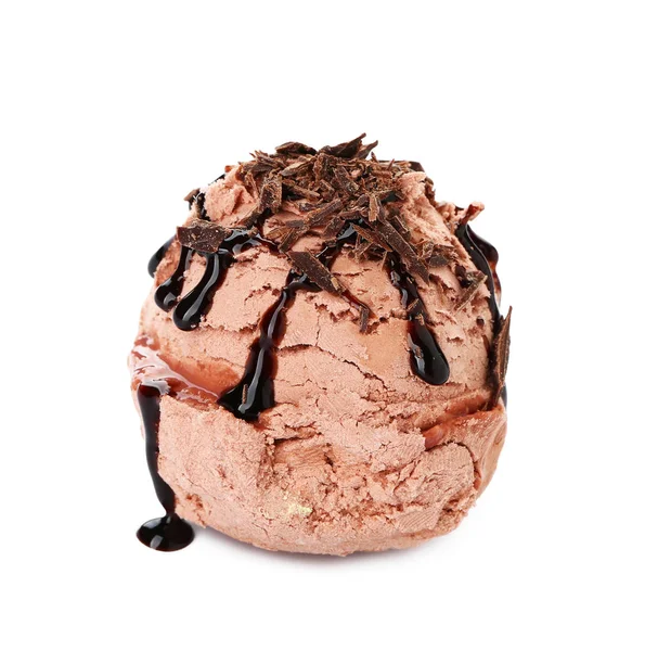 Tasty chocolate ice cream on white background — Stock Photo, Image
