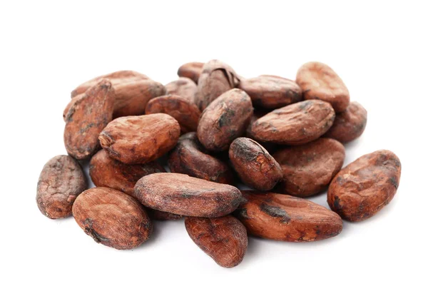 Cocoa beans on white background — Stock Photo, Image