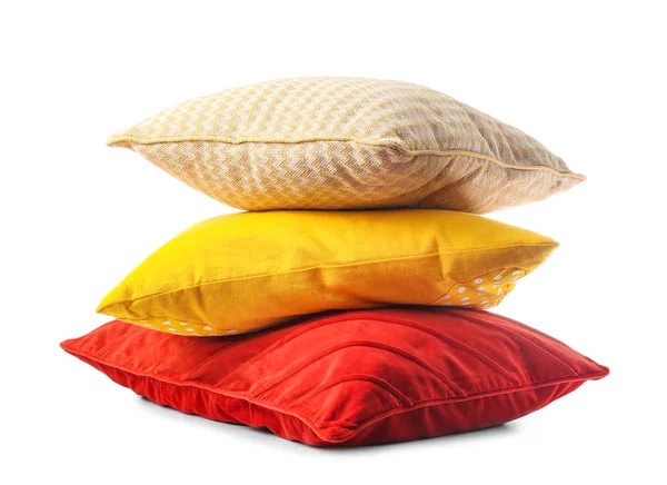 Soft color pillows on white background — Stock Photo, Image