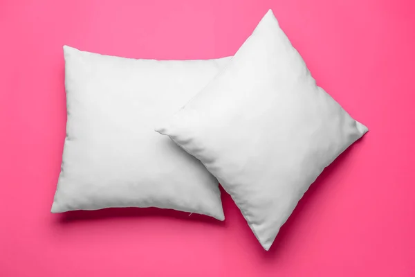 Soft pillows on color background — Stock Photo, Image