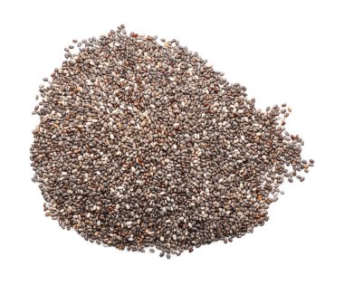 Chia tohum beyaz zemin üzerine yığını