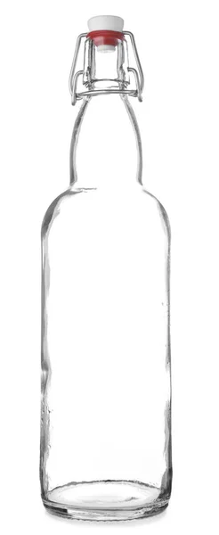 Botella de vidrio sobre fondo blanco. Concepto de cero residuos —  Fotos de Stock