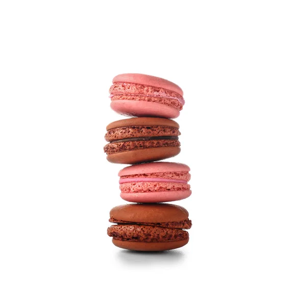 Leckere Macarons auf weißem Hintergrund — Stockfoto