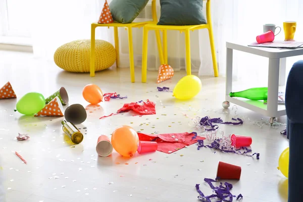 Room in terrible mess after party — Stock Photo, Image