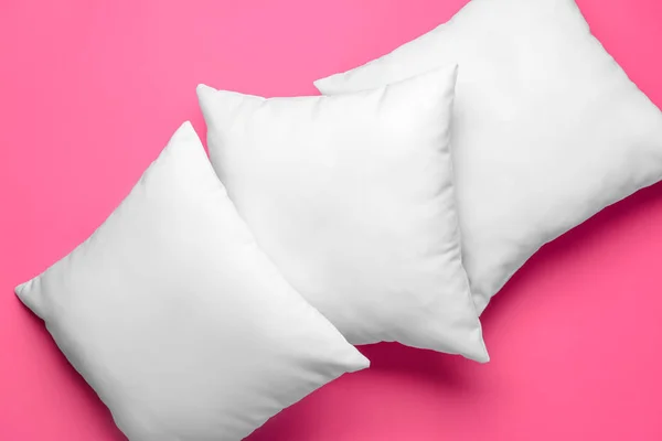 Soft pillows on color background — Stock Photo, Image