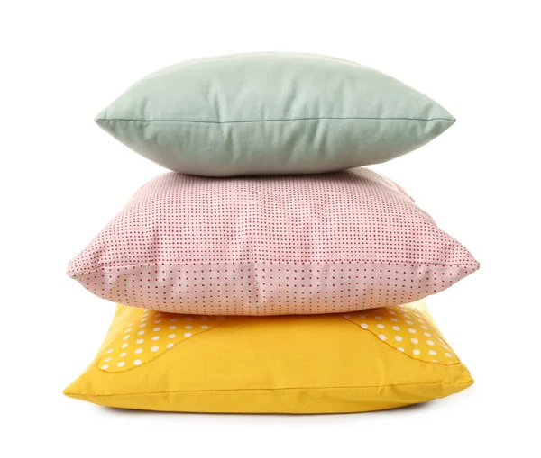 Stack of soft pillows on white background — Stock Photo, Image