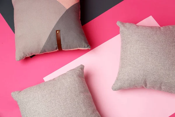 Soft pillows on color background — Stock Photo, Image