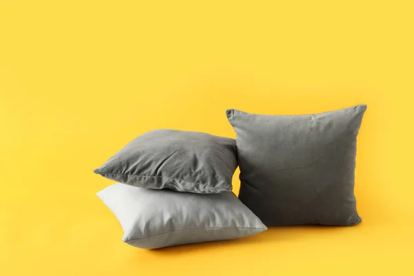 Soft pillows on color background — Stock Photo, Image