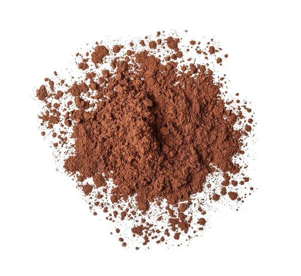 Heap of cocoa powder on white background — Stock Photo, Image