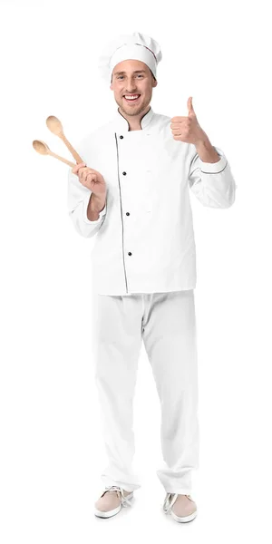 Handsome male chef on white background — Stock Photo, Image