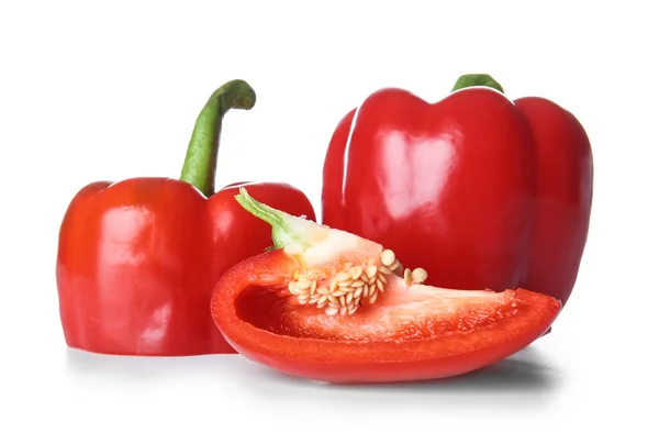 Ripe red peppers on white background — Stock Photo, Image