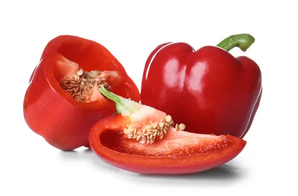 Ripe red peppers on white background — Stock Photo, Image