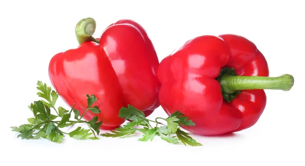 Ripe red peppers on white background — Stock Photo, Image