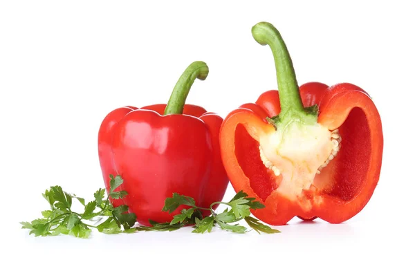 Ripe red peppers on white background — Stock Photo, Image