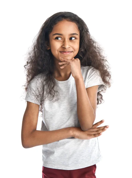 Cute African-American girl on white background — Stock Photo, Image