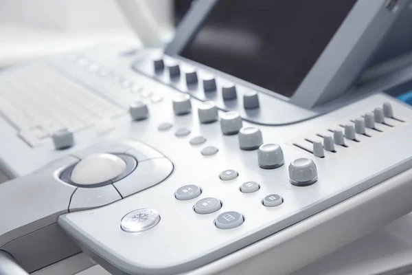 Modern ultrasound equipment in clinic, closeup — Stock Photo, Image