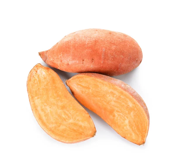 Fresh sweet potatoes on white background — Stock Photo, Image