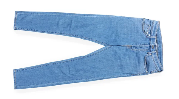 Calça jeans elegante no fundo branco — Fotografia de Stock