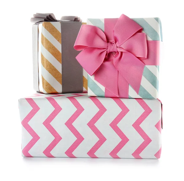 Beautiful gift boxes on white background — Stock Photo, Image