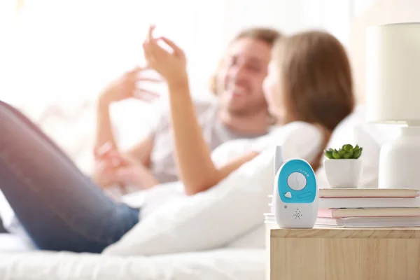 Modern baby monitor on table in parents' room — Stock Photo, Image