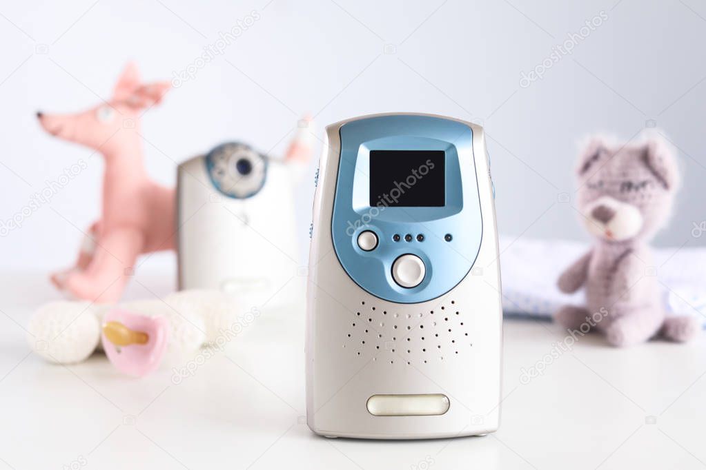 Modern baby monitor on table