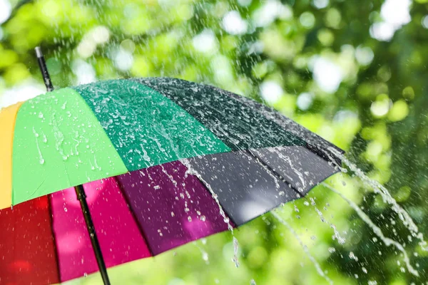 雨の日にカラフルな傘を屋外で — ストック写真