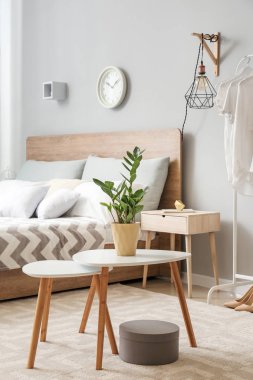 Yatak odası iç tencerede bitki ile Tablo