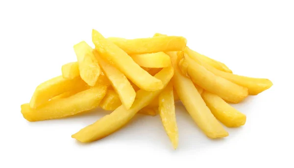 Smaklig franska pommes frites på vit bakgrund — Stockfoto