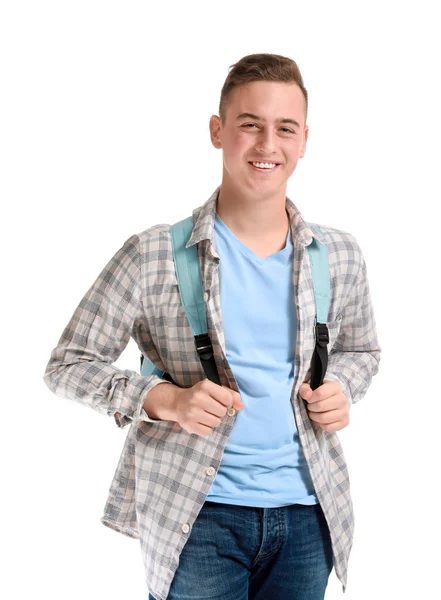 Süß teenager junge auf weiß hintergrund — Stockfoto