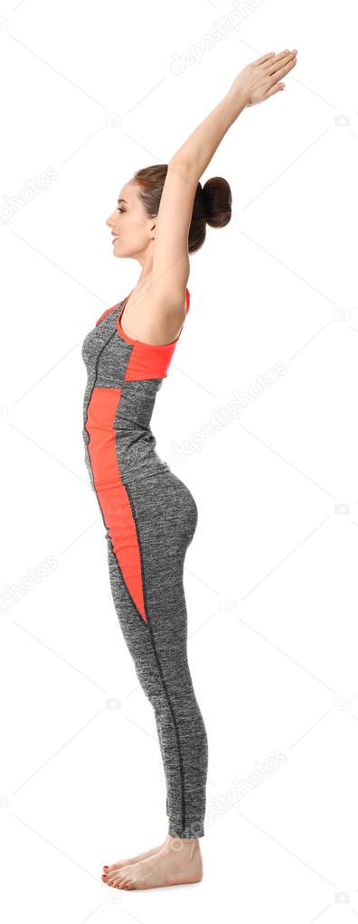 Sporty woman on white background